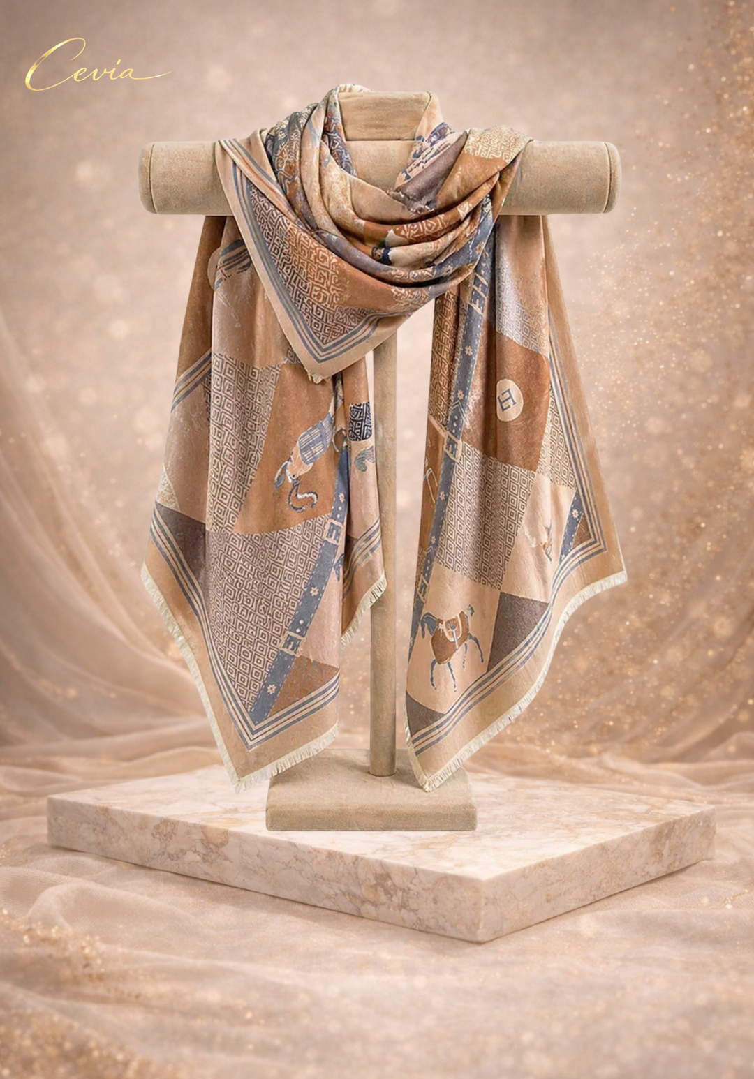 The Lavienne Heritage Carriage-Print Cashmere-Touch Scarf