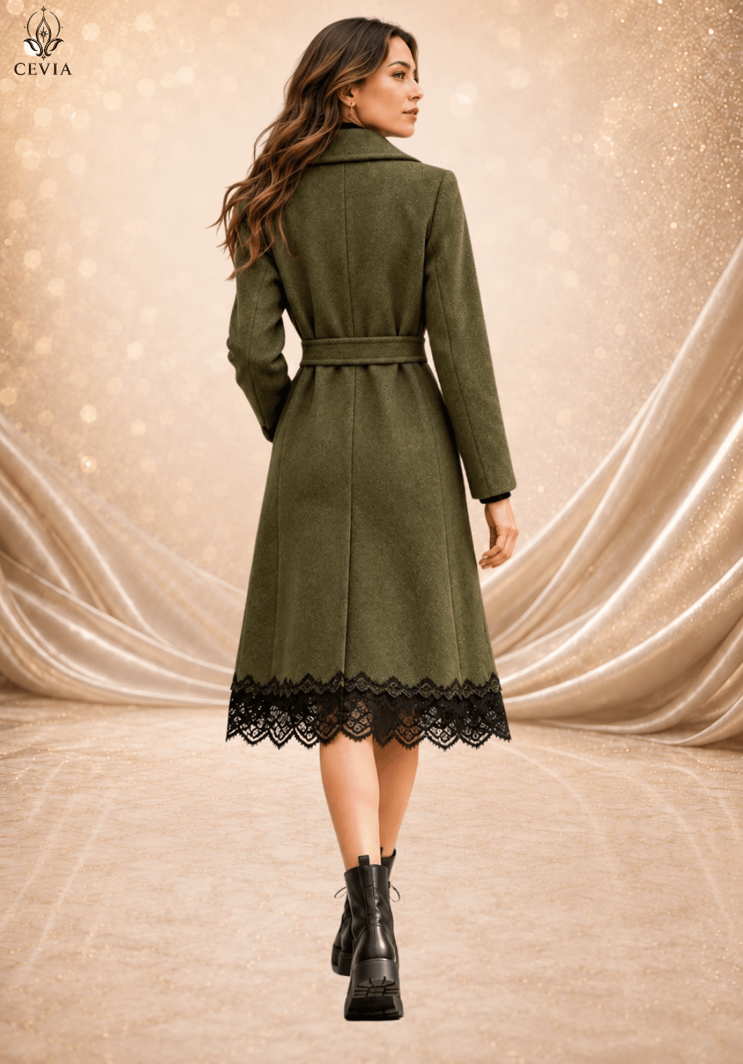 The Timeless Elegance Lace Trim Belted Coat