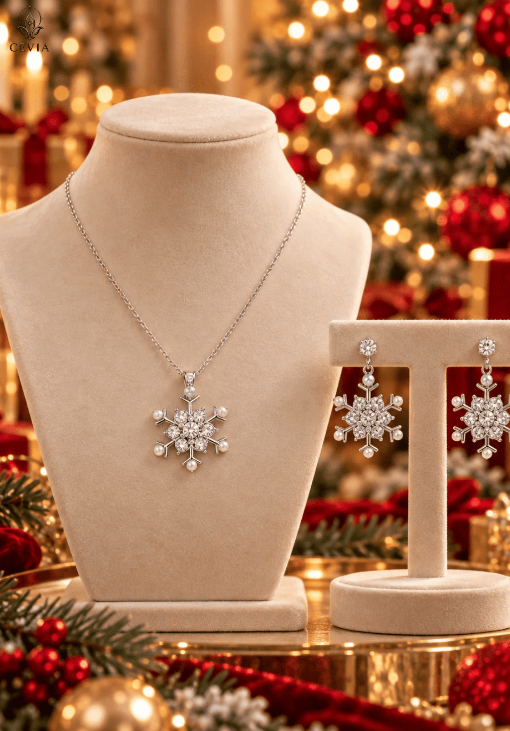 The Winter Brilliance Snowflake Necklace & Earrings Set