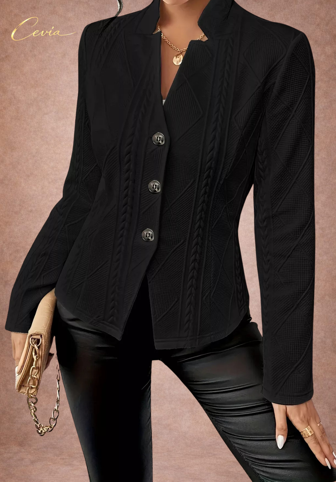 The Elenvara Sculpted-Texture White Blazer