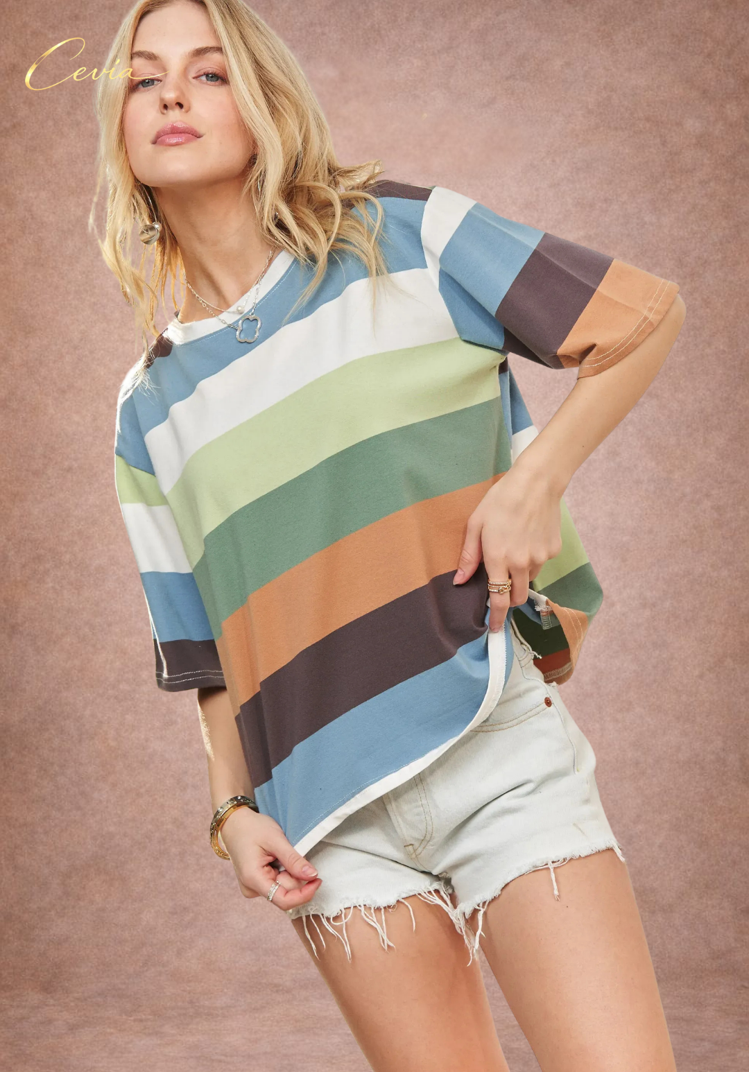 Multi-Stripe Relaxed Casual Top