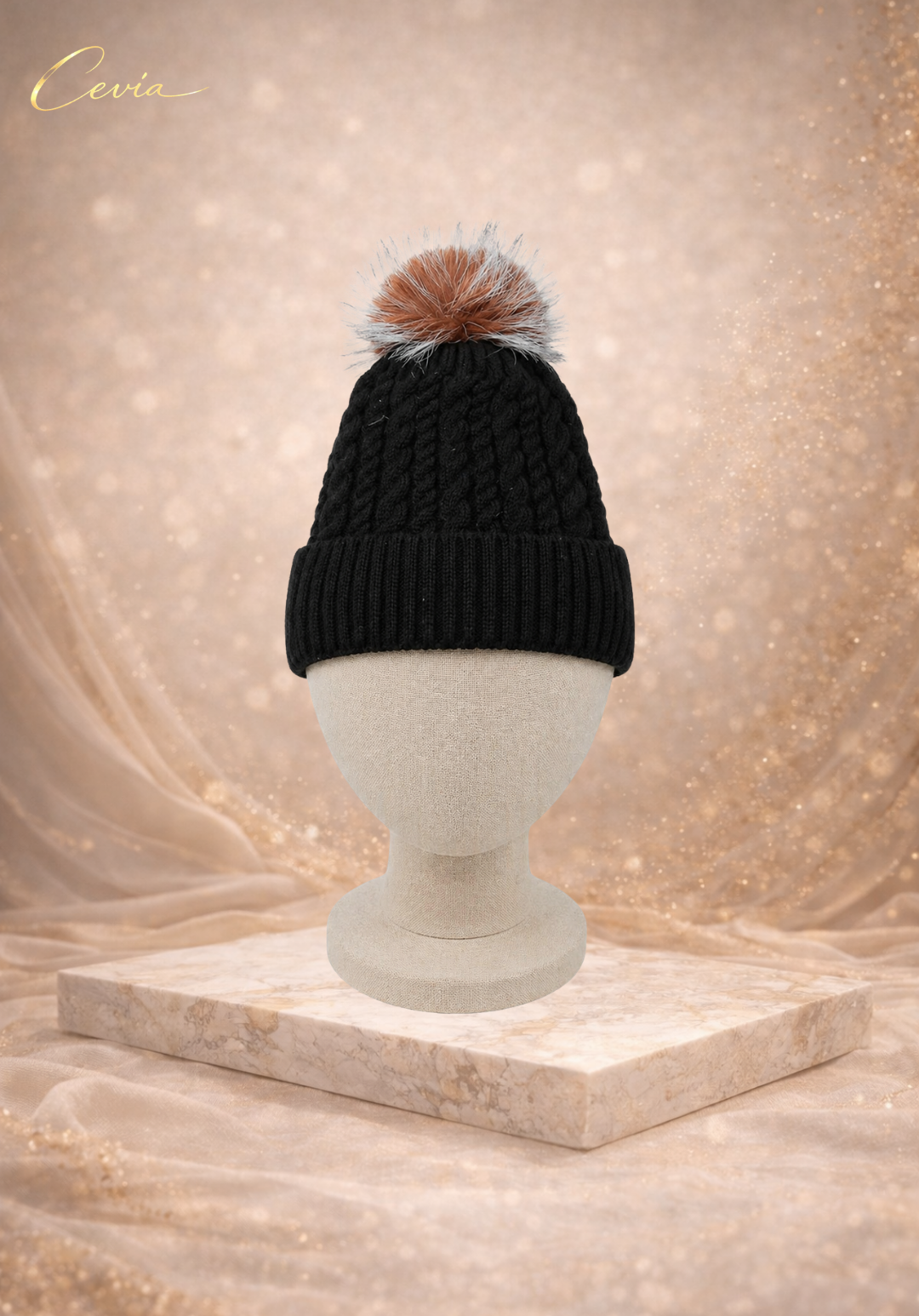 The Fioralle Cable-Pom Knit Beanie