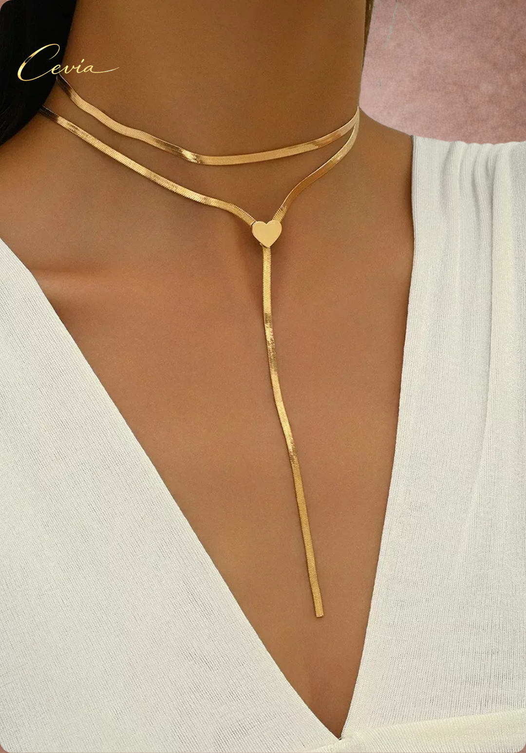 The Amoura Heart Drop Necklace Set