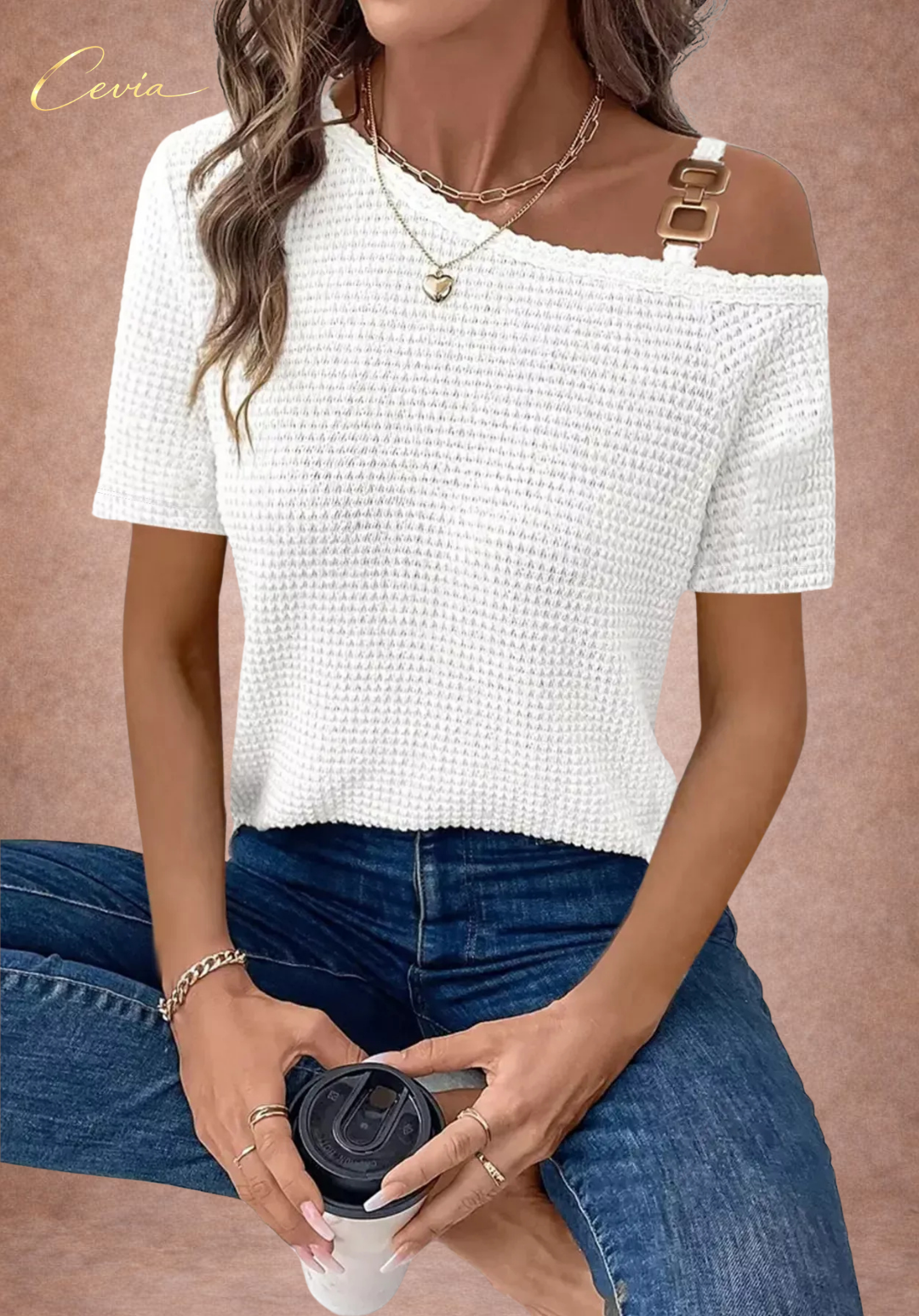 The Riviera One-Shoulder Waffle Knit Top