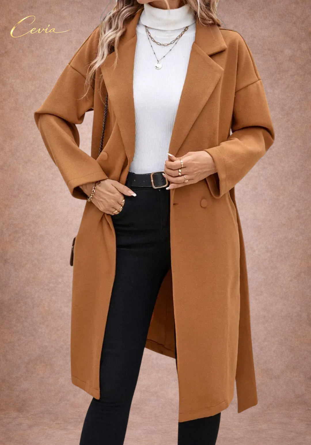 The Ravelle Camel-Belted Autumn Coat