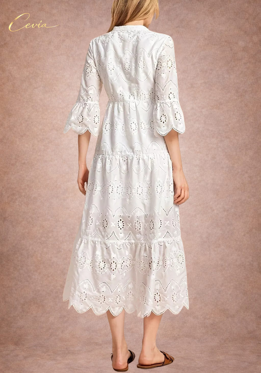 The Marivelle Eyelet-Tiered Midi Dress