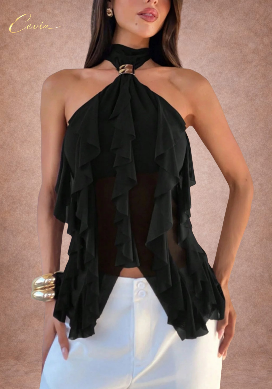 The Selene Cascade Halter Top