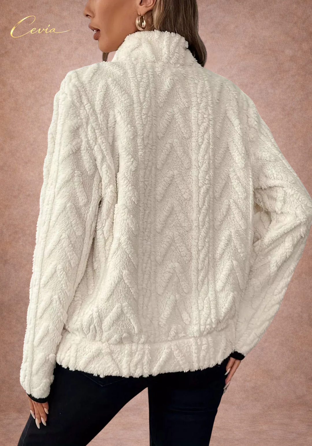 The Ivoria Textured Sherpa Half-Zip Plus Size