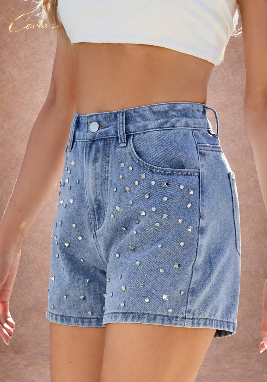 The Étoile Crystal Denim Shorts