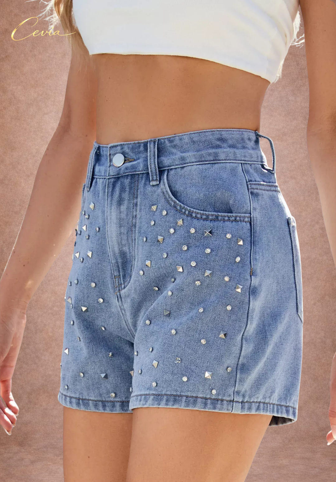 The Étoile Crystal Denim Shorts