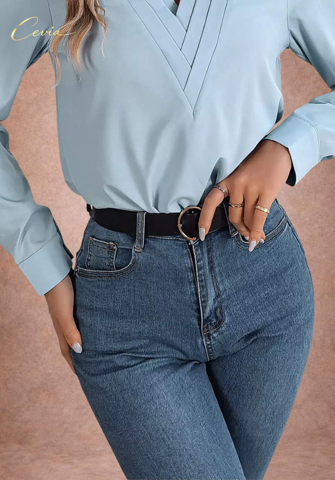 The Celestine Pleat-Detail Luxe Blouse