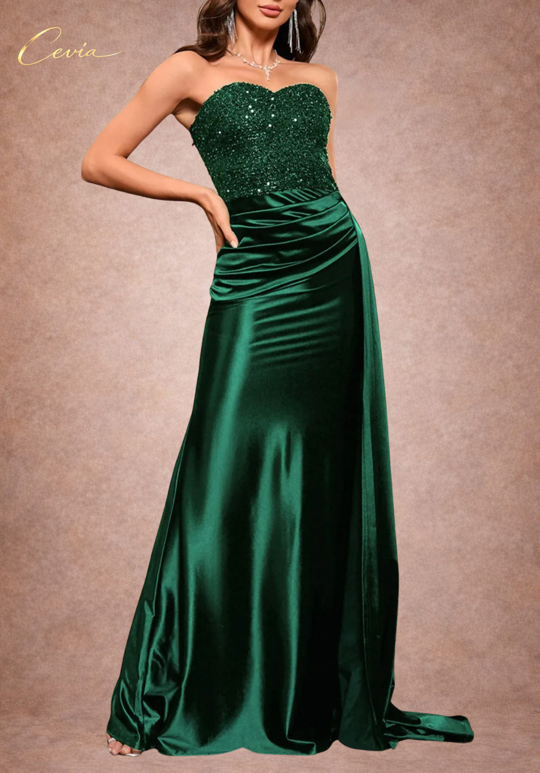 The Lurette Sequined Satin Gown