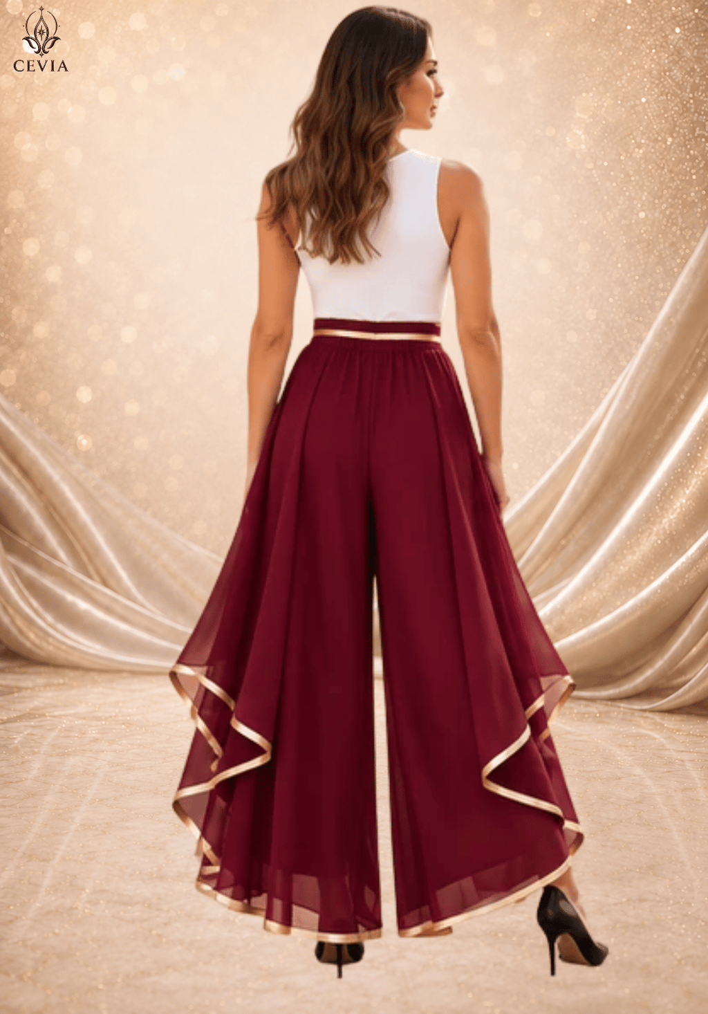 The Gilded Cascade Wide-Leg Pants