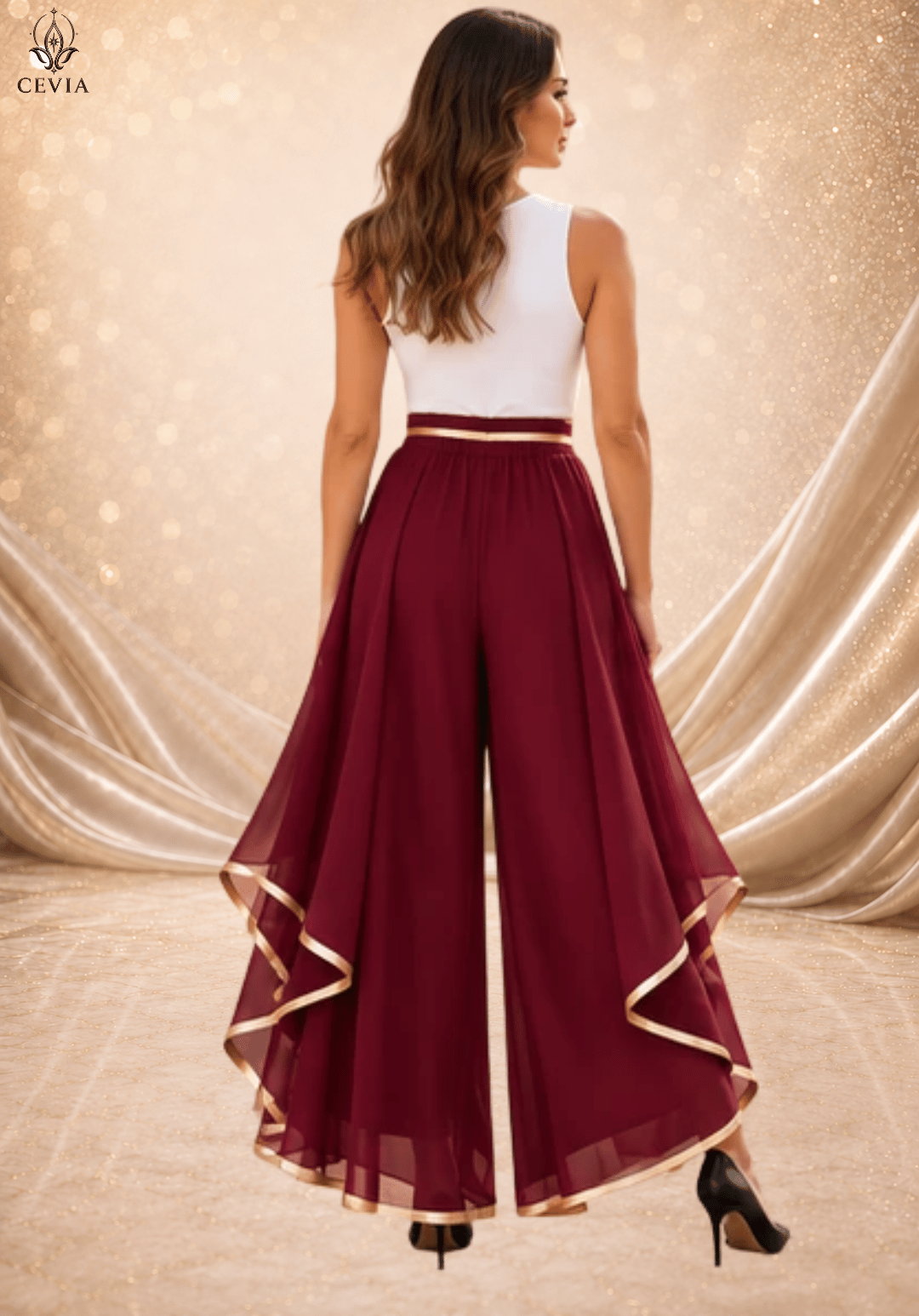 The Gilded Cascade Wide-Leg Pants