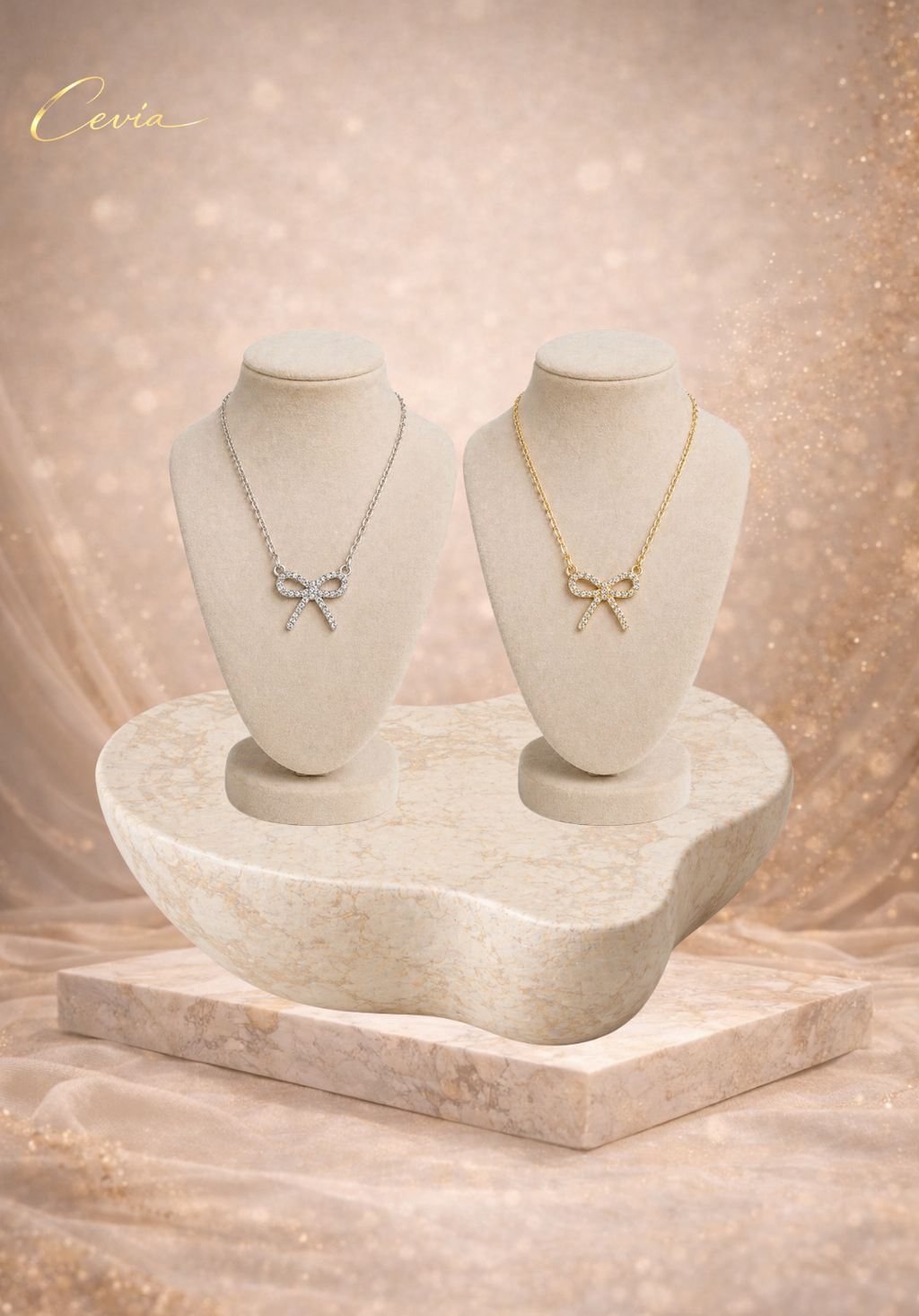 Zircon Bow Pendant Necklace