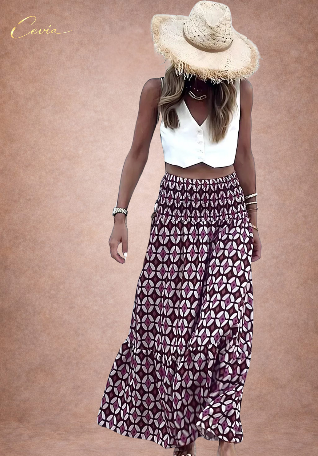 The Midnight Mosaic Tiered Maxi Skirt