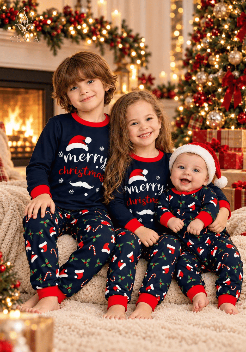 Conjuntos de Pijama Navideño Familiar a Juego — Santa's Midnight Magic