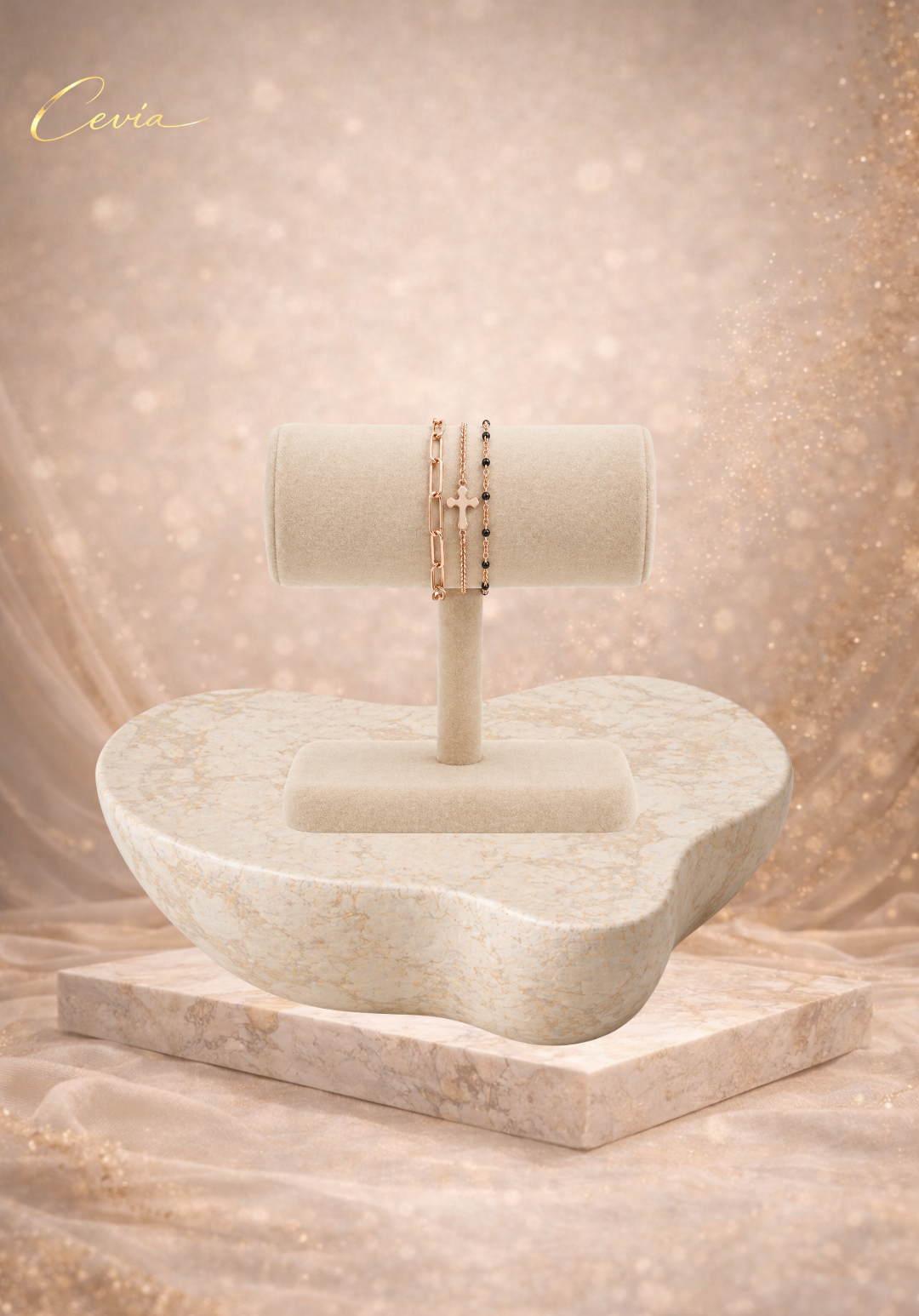 The Lucette Noir-Gold Layered Bracelet — Triple-Layer Minimal Luxe