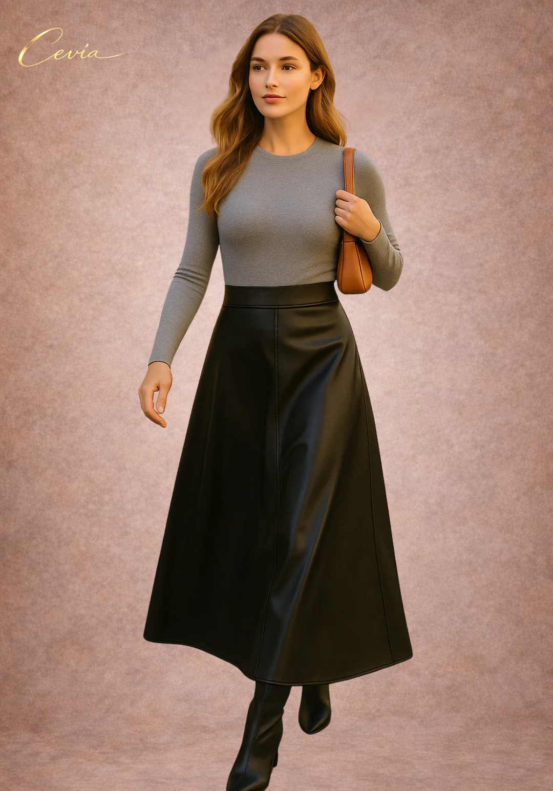 THE SOLENNE LEATHER-EFFECT MAXI SKIRT