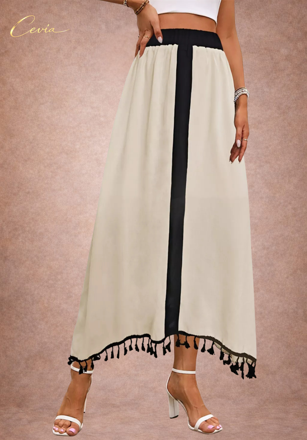 The Serene Tassel-Trim Maxi Skirt