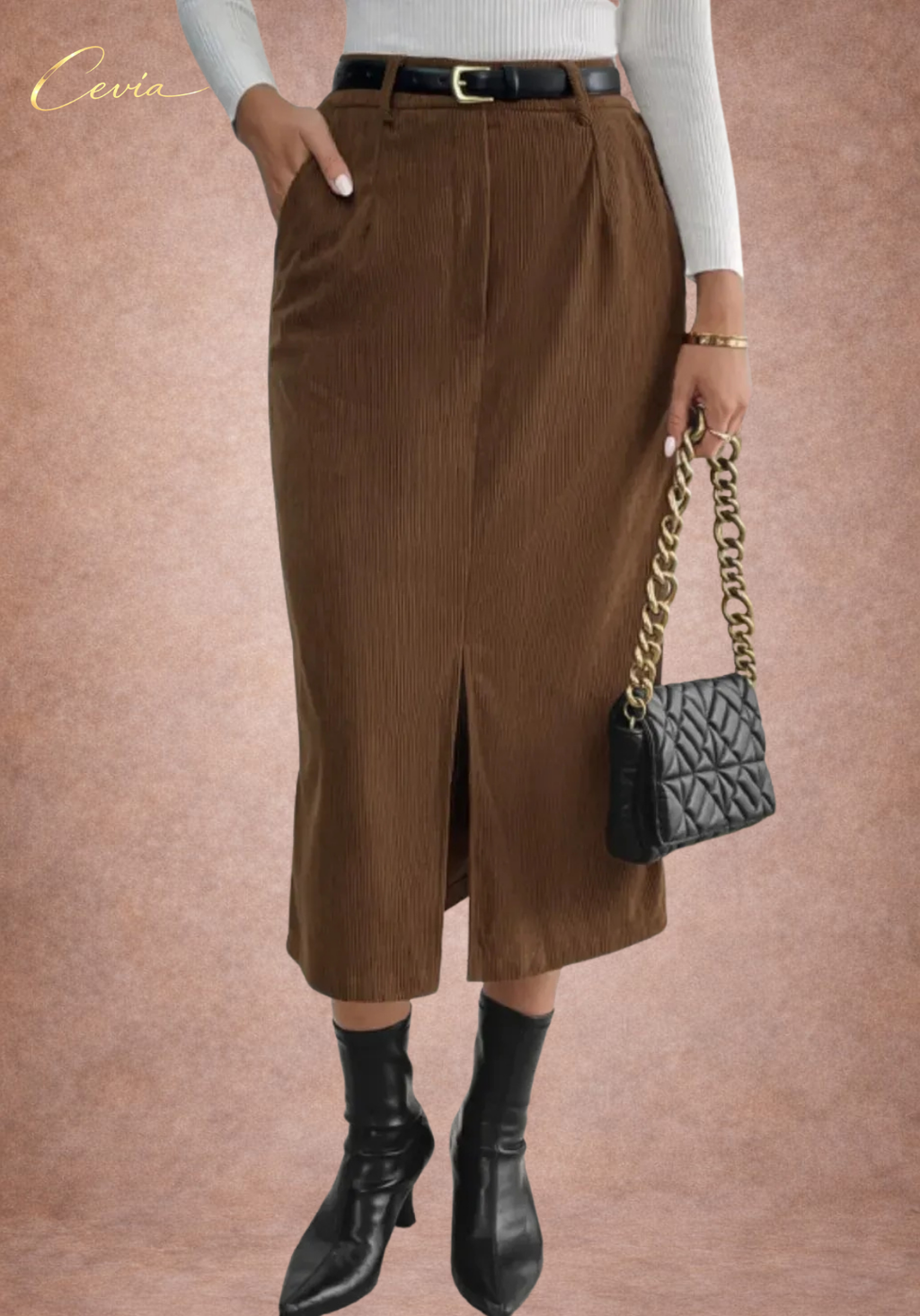 The Marcele Corduroy Midi Skirt