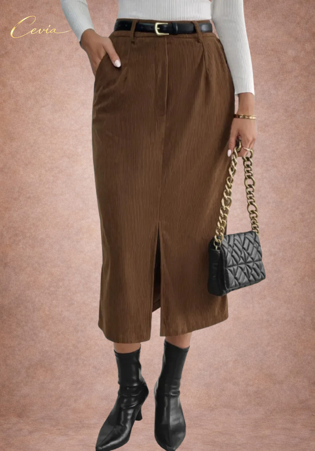 The Marcele Corduroy Midi Skirt