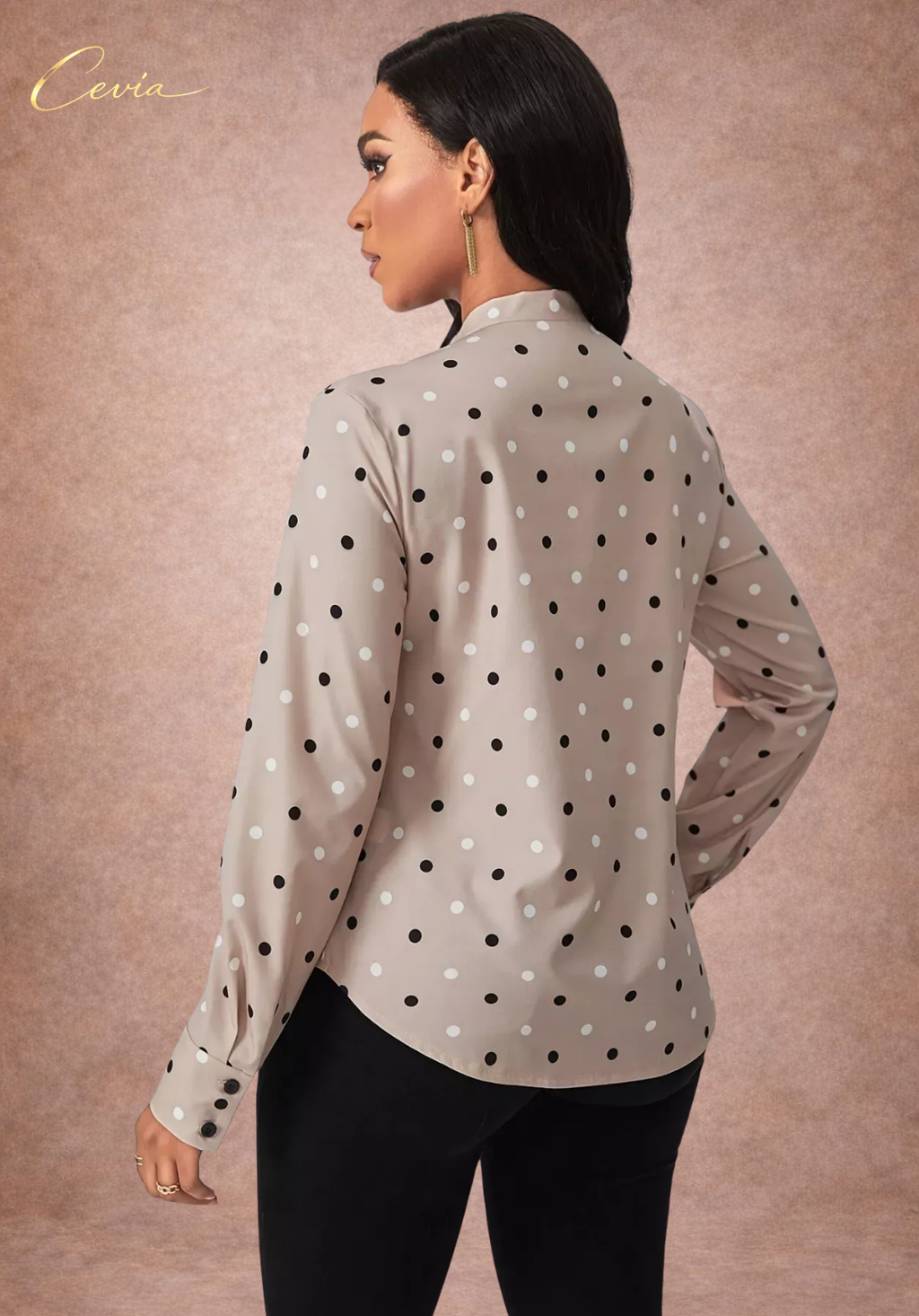 The Marivienne Polka-Dot Bow-Tie Elegance Blouse