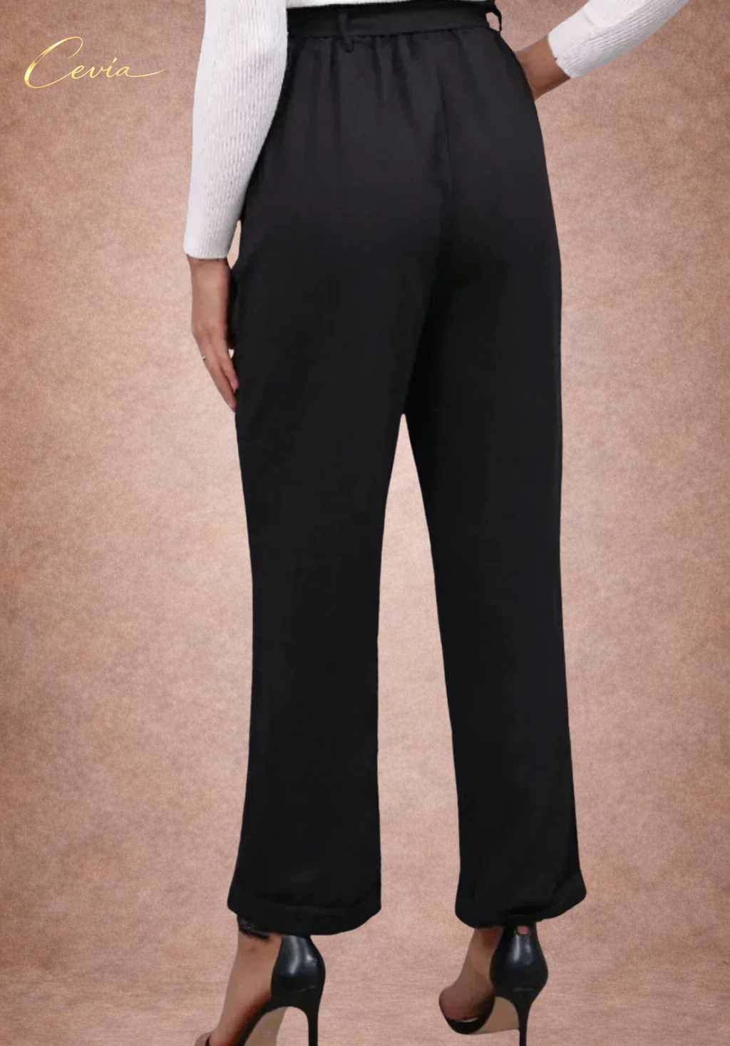 The Marivelle Belted Paper-Waist Tailored Pants