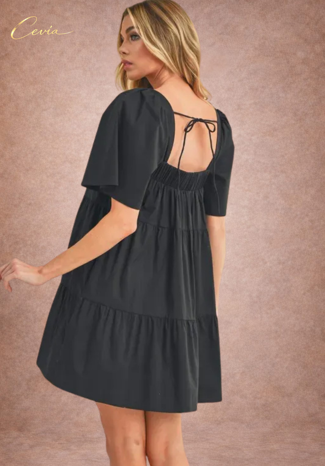 Square Neck Tiered Mini Dress