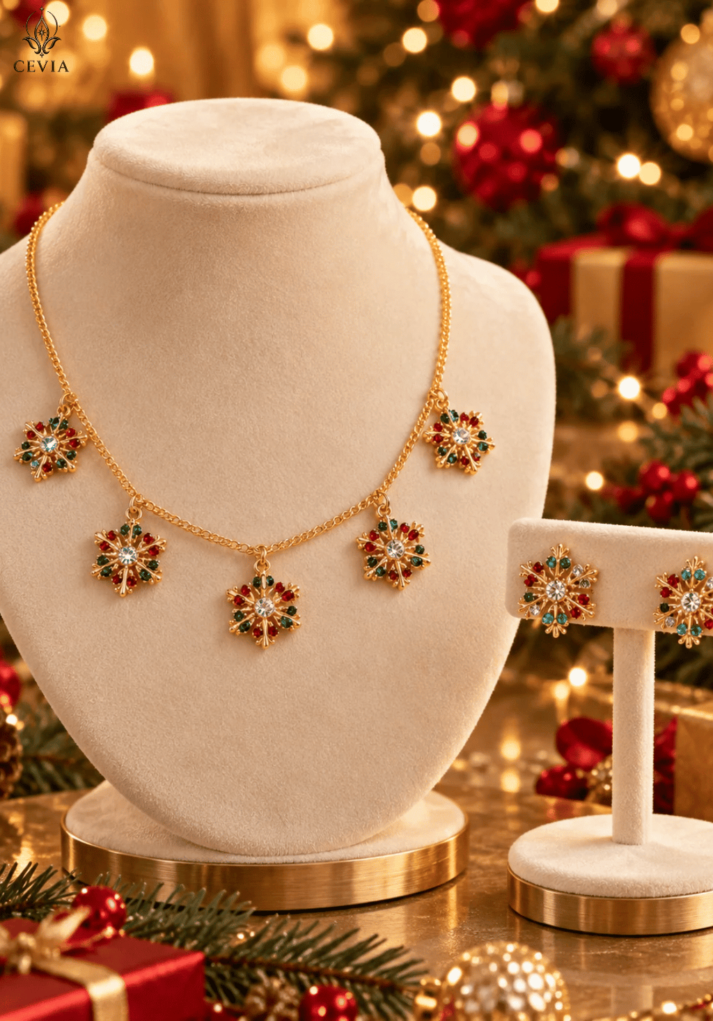 The Celebration Snowflake Charm Necklace & Earrings Set