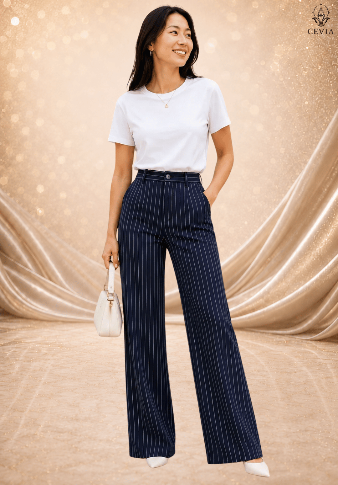 The Pinstripe Authority Wide-Leg Pants