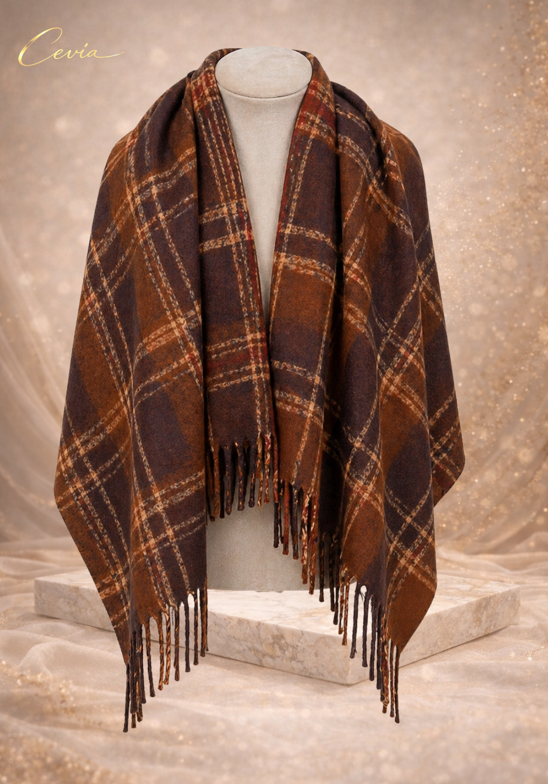 The Madelle Plaid Fringe Scarf