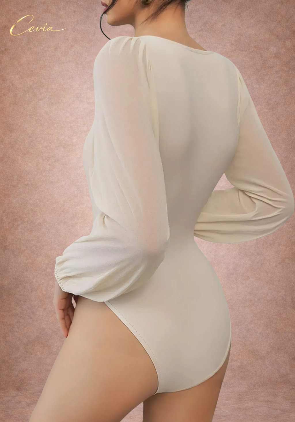 The Mariviane Sheer-Puff Contour Bodysuit – Soft Blush Elegance