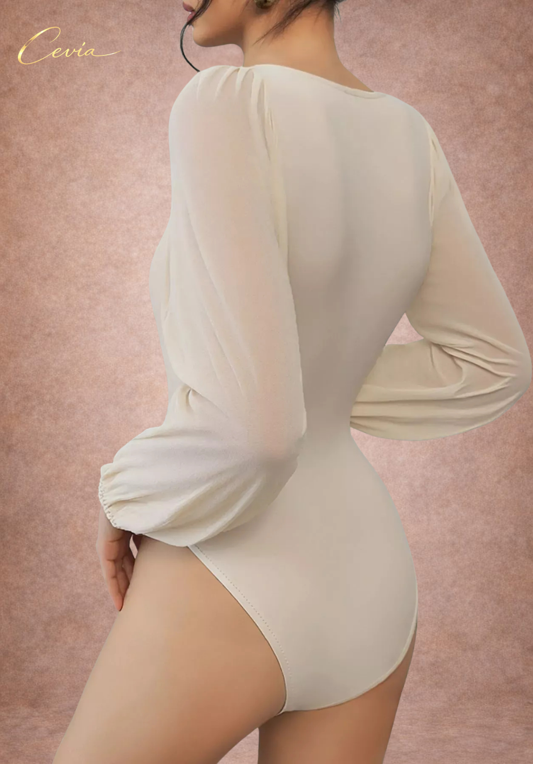 The Mariviane Sheer-Puff Contour Bodysuit – Soft Blush Elegance