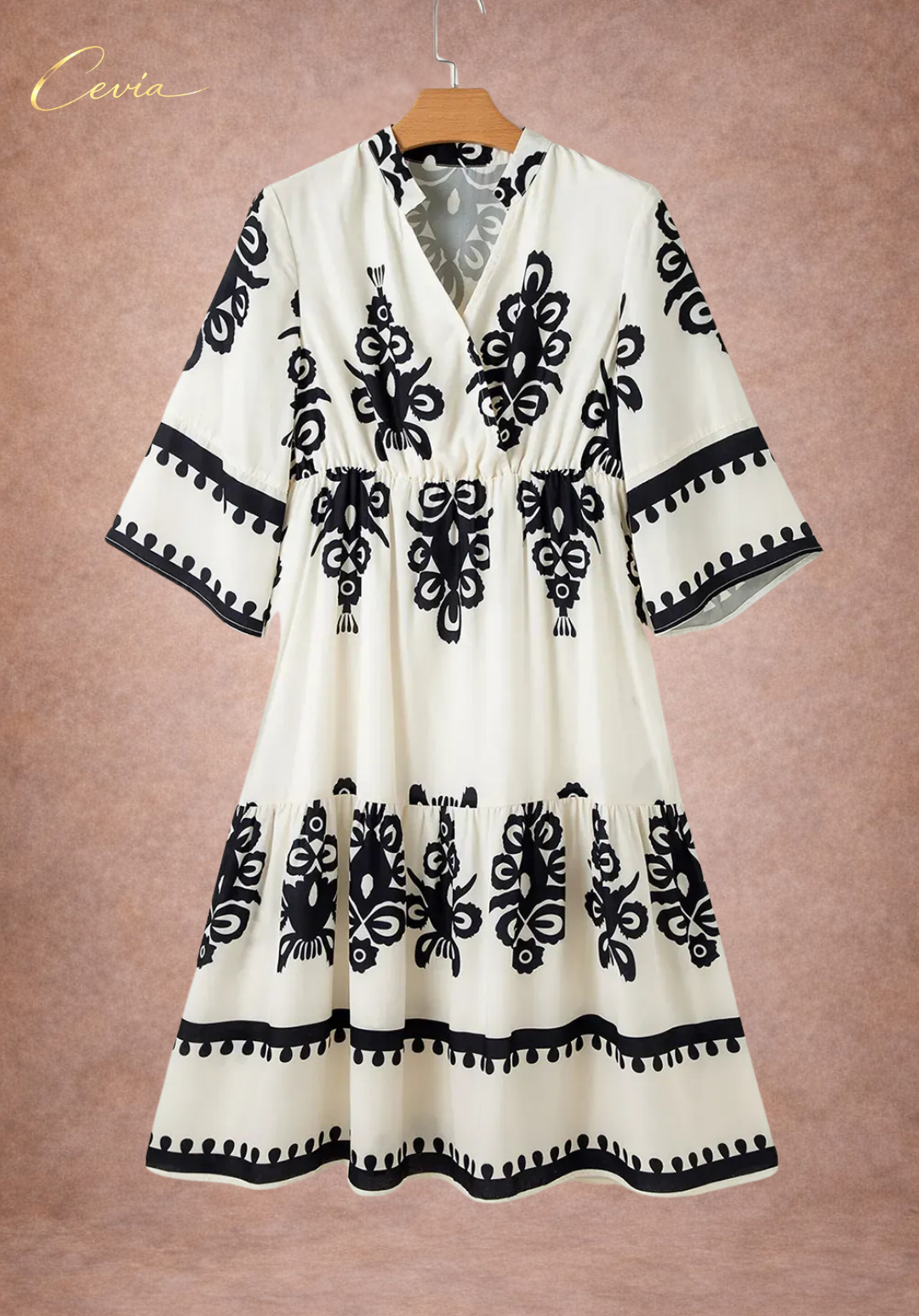 Bohemian V-Neck Tiered Mini Dress