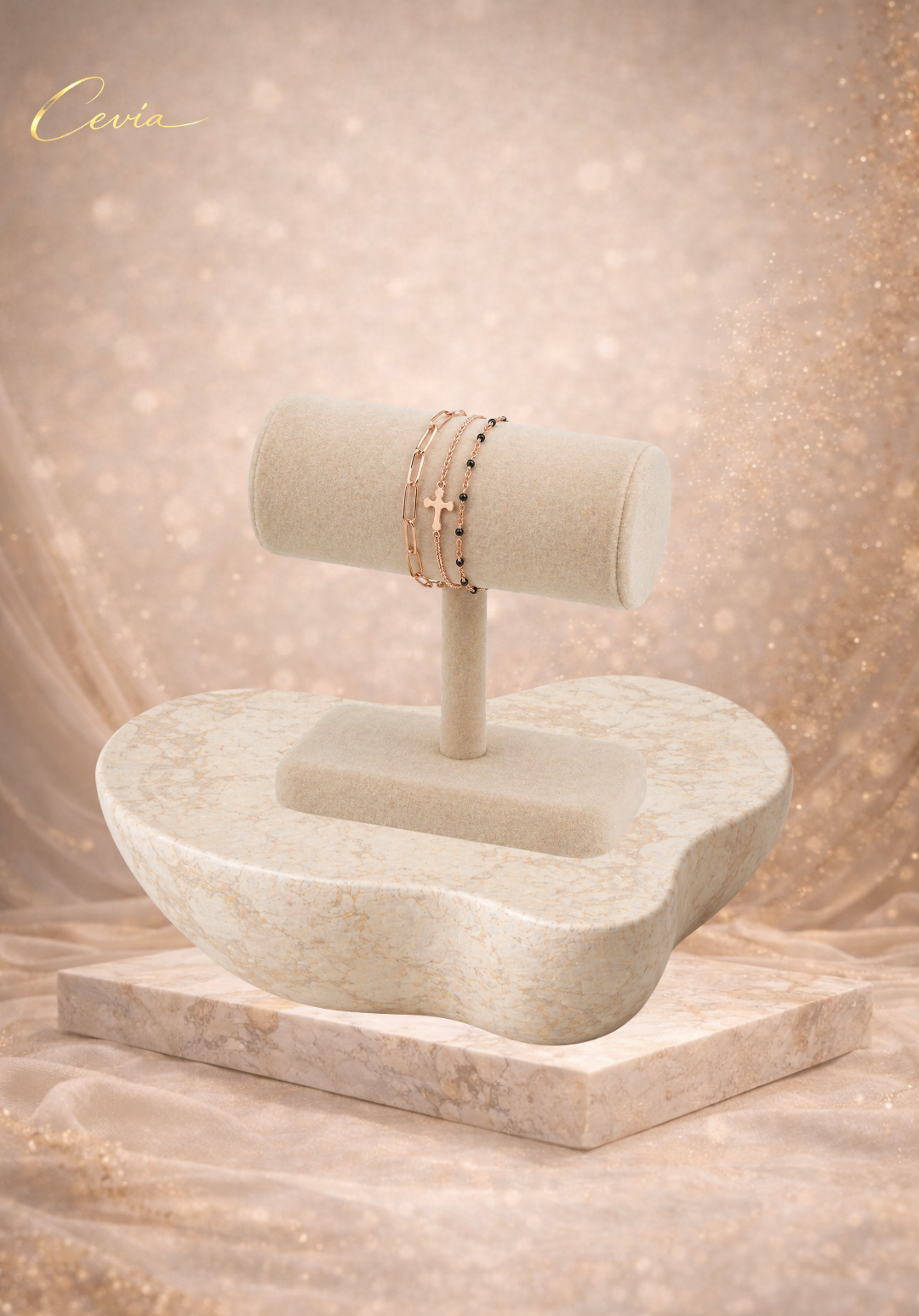 The Lucette Noir-Gold Layered Bracelet — Triple-Layer Minimal Luxe