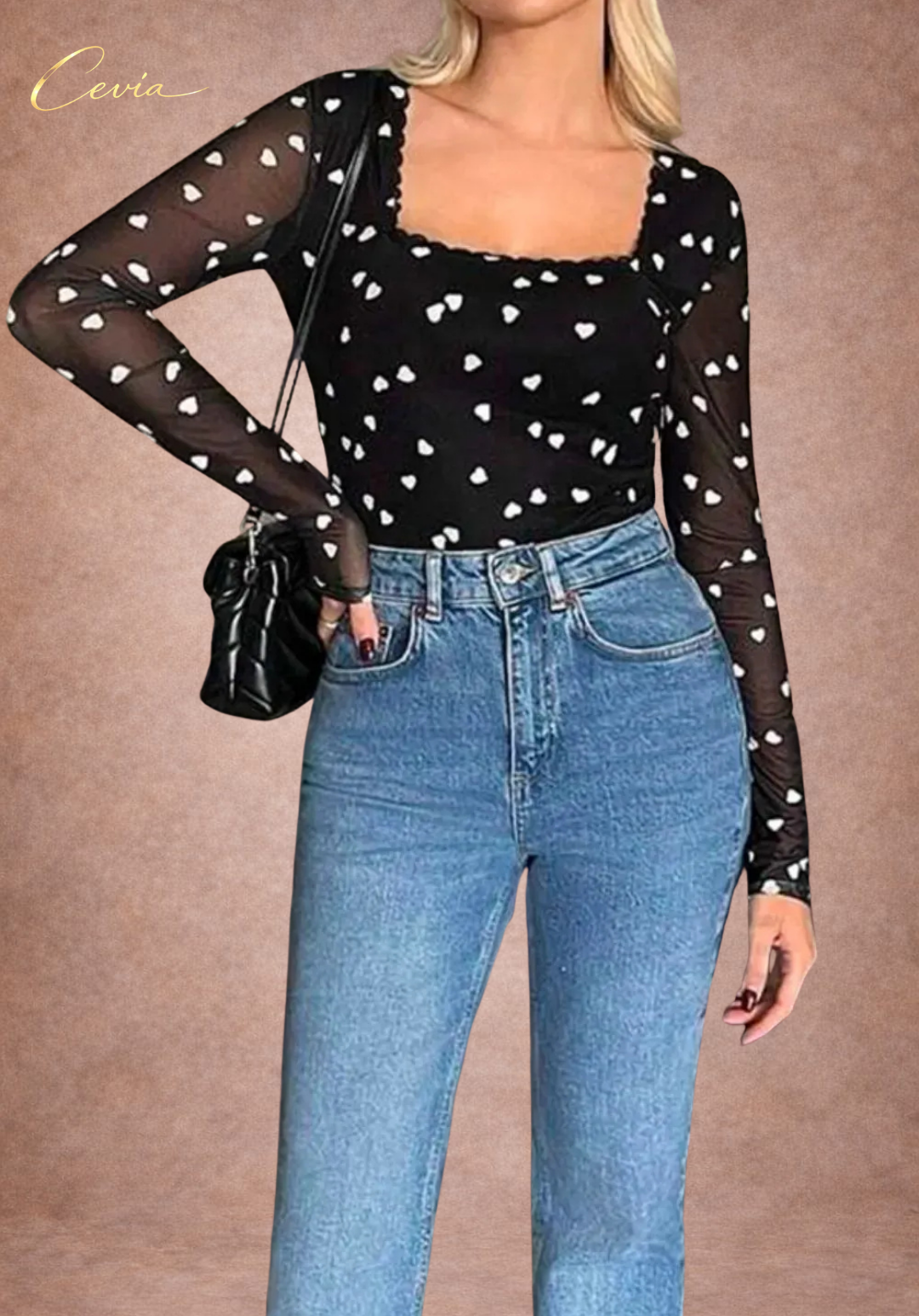 The Amorelle Heart-Mesh Lace Bodysuit