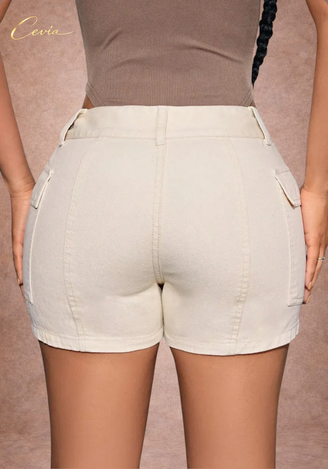 High-Rise Utility Button Shorts