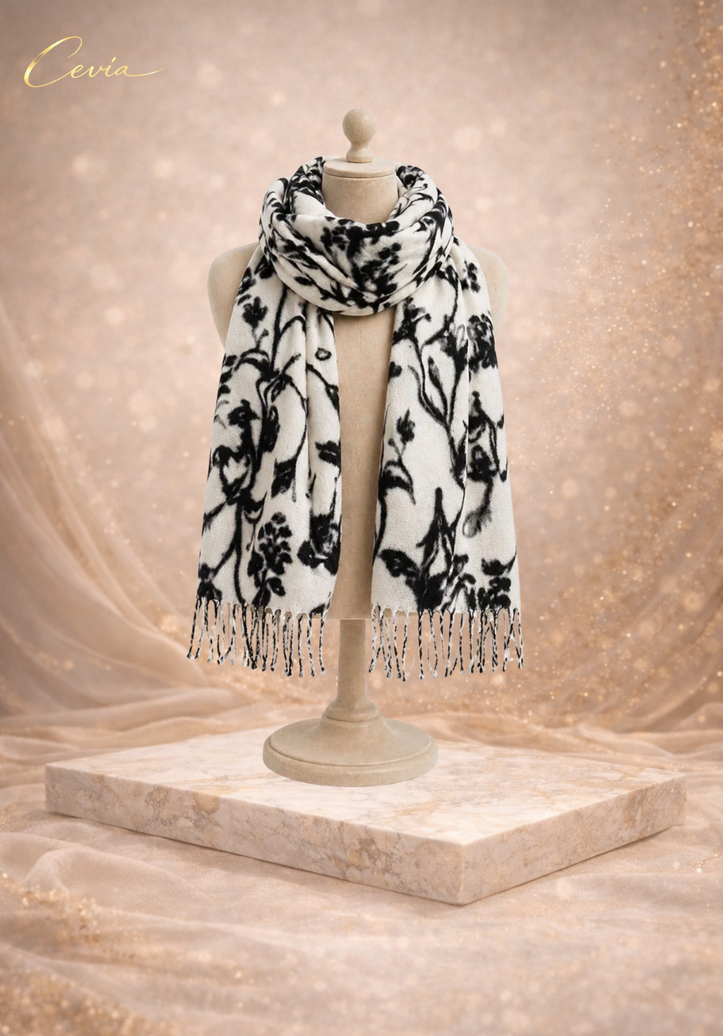 The Marcelline Noir-Florale Winter Scarf