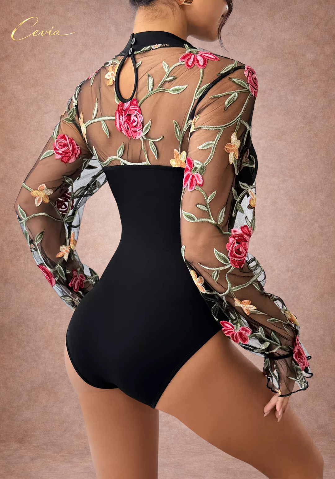The Roséliane Embroidered Sheer Bodysuit