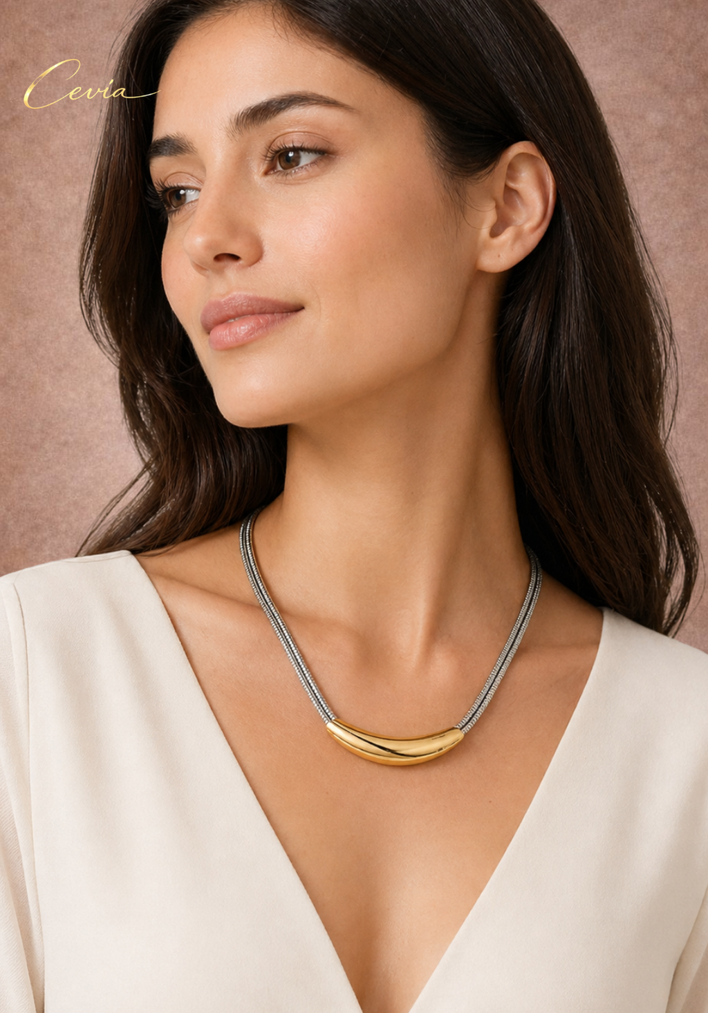 The Aureline Dual-Metal Curve Necklace