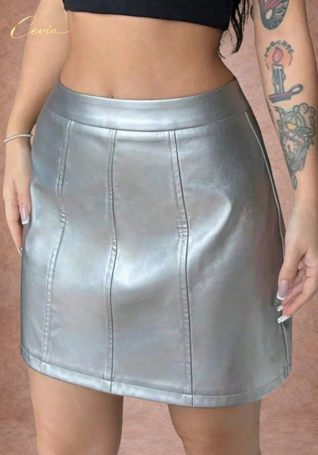 The Lissara Sleek Faux-Leather Mini Skirt