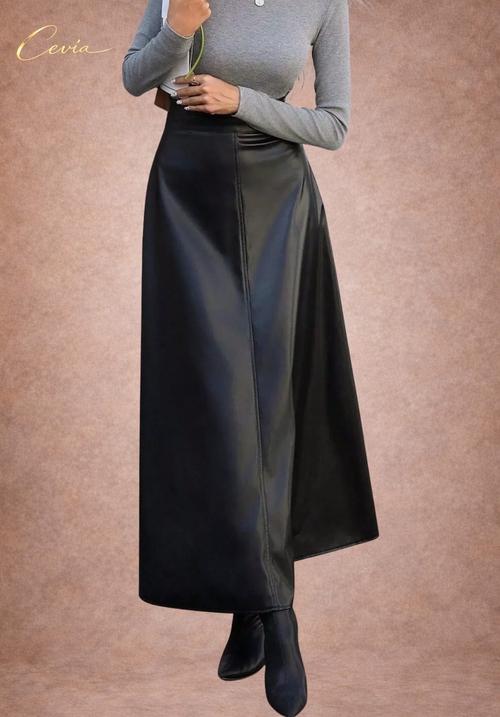 THE SOLENNE LEATHER-EFFECT MAXI SKIRT