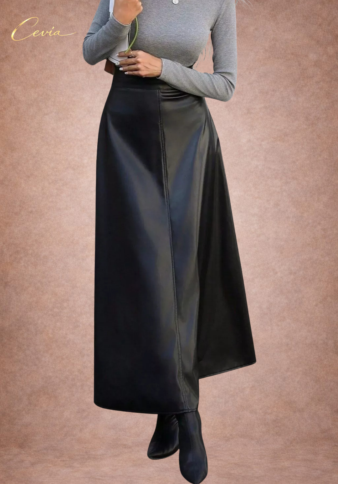 THE SOLENNE LEATHER-EFFECT MAXI SKIRT