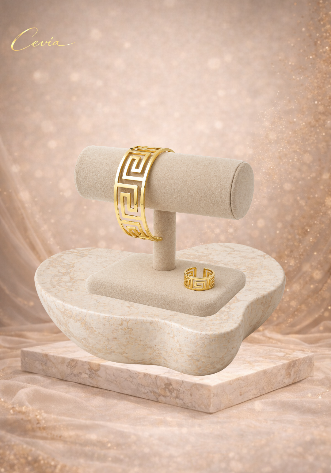 The Aurelia Geometric Cuff & Ring Set