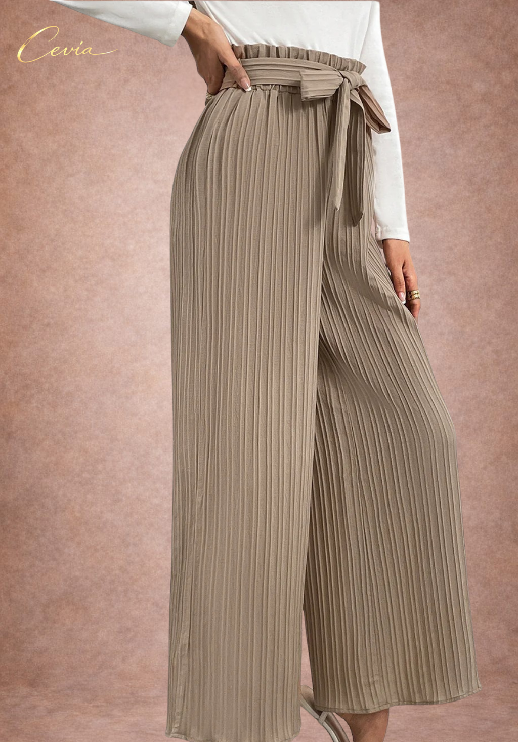 The Celianne Pleated Tie-Waist Palazzo Pants