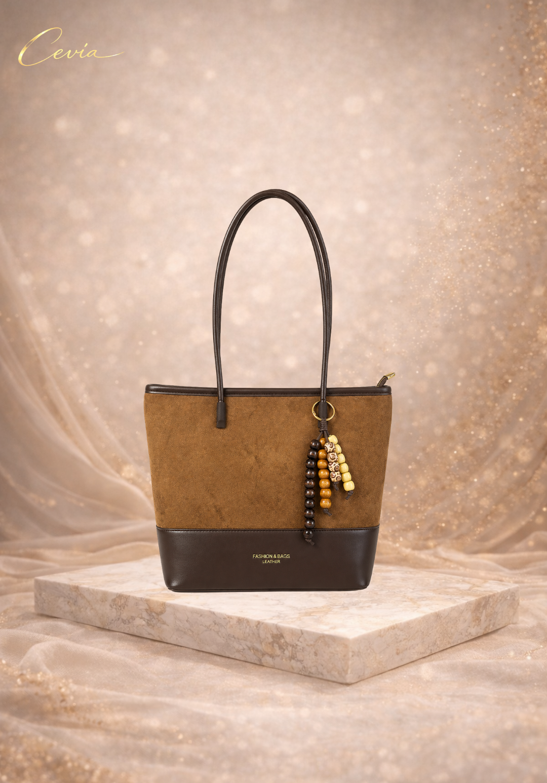 The Marivelle Bordeaux-Suede Dual-Tone Shoulder Tote