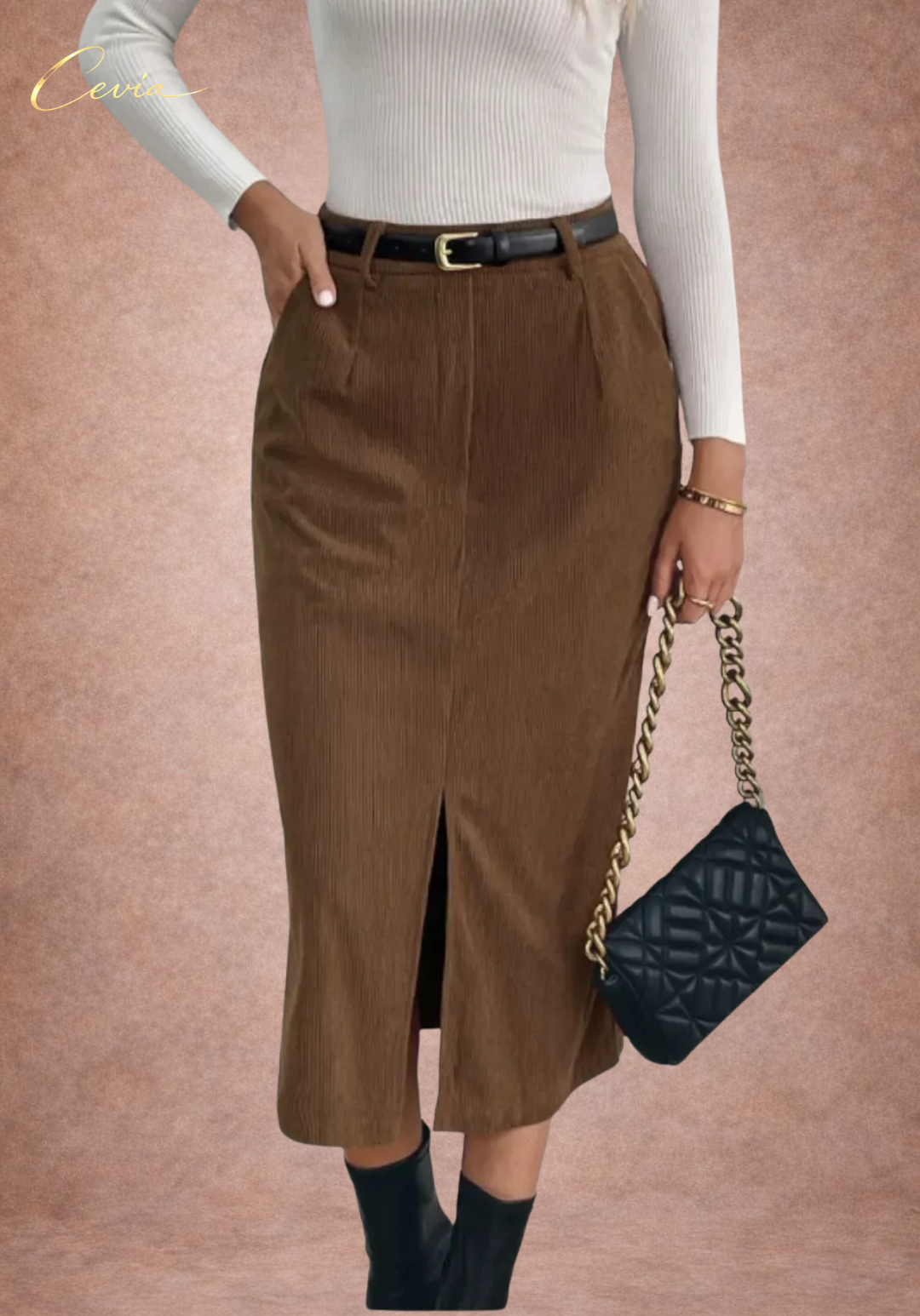 The Marcele Corduroy Midi Skirt