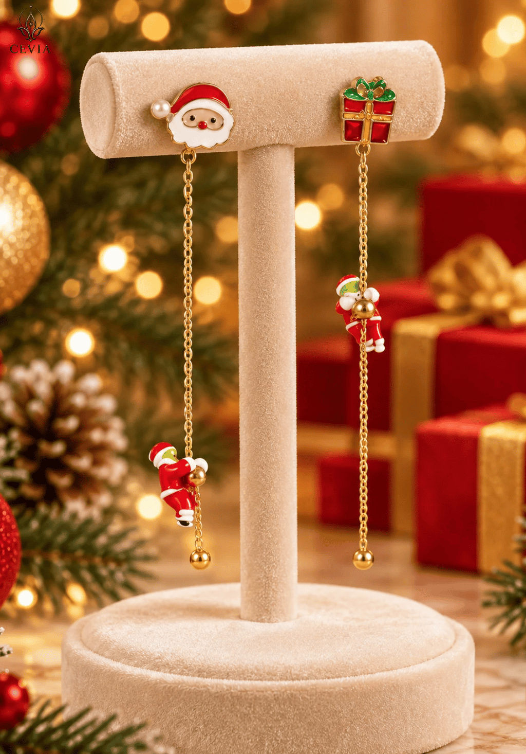 The Christmas Santa's Gift Surprise Long Drop Earrings