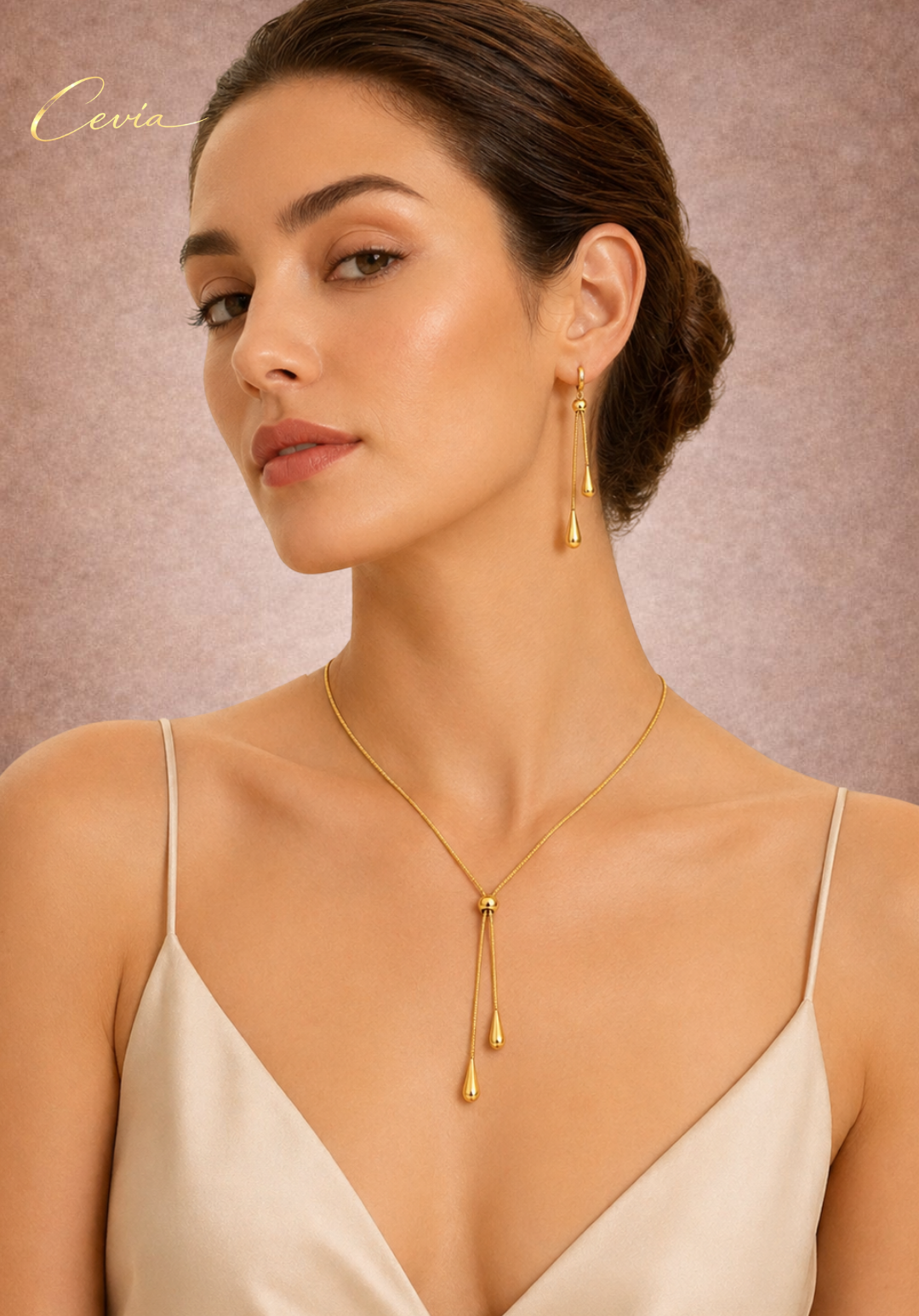 The Aurelia Fluid-Teardrop Lariat Jewelry Set (3-Piece)